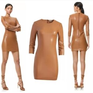 The Alice + Olivia Inka Vegan Leather Mini Dress in size 4